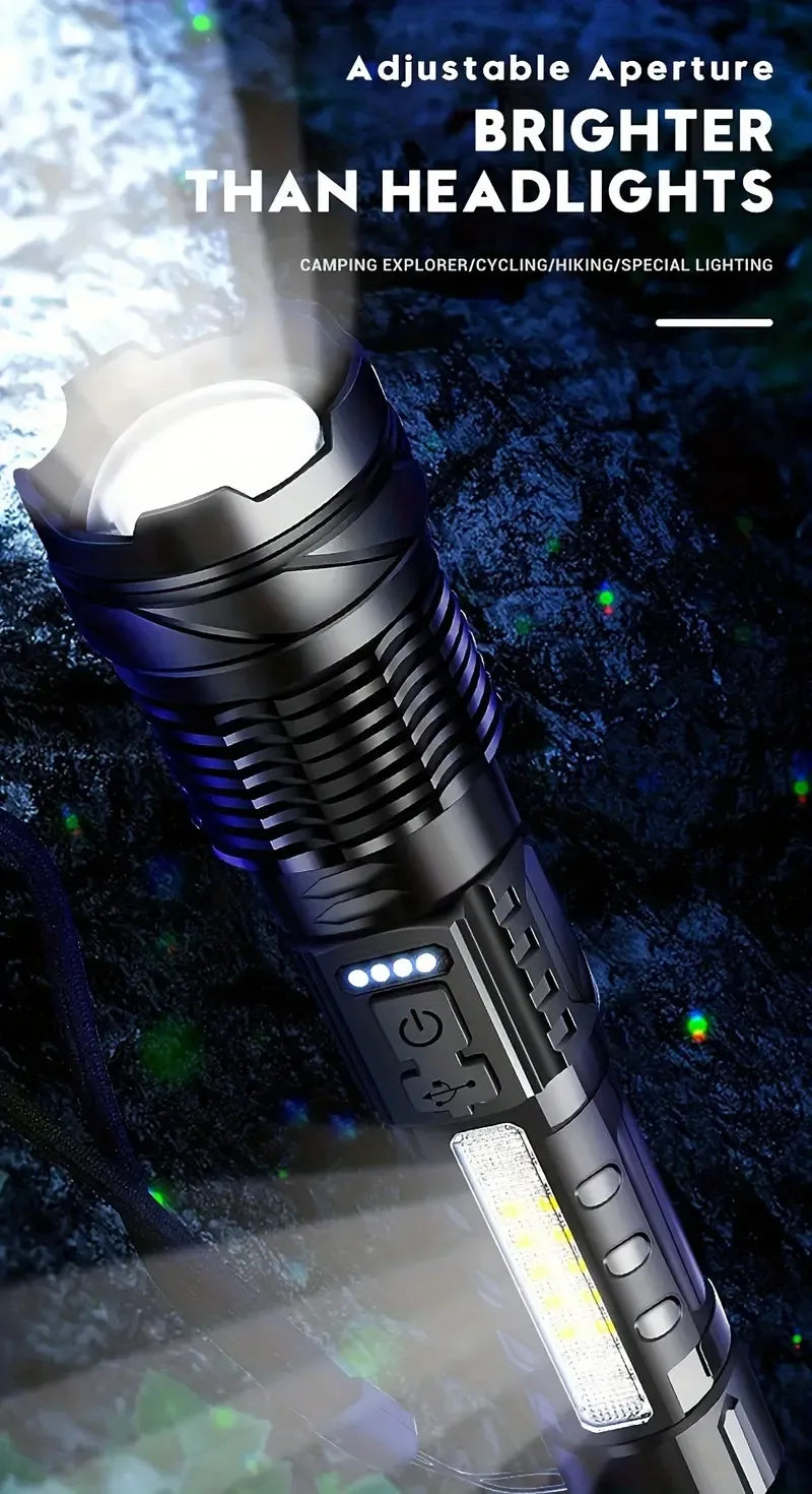 Super Powerful Rechargeable Torch Flood Light with Side Lights