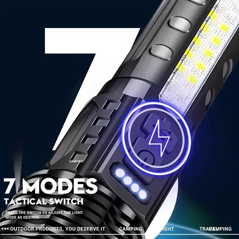 Super Powerful Rechargeable Torch Flood Light with Side Lights