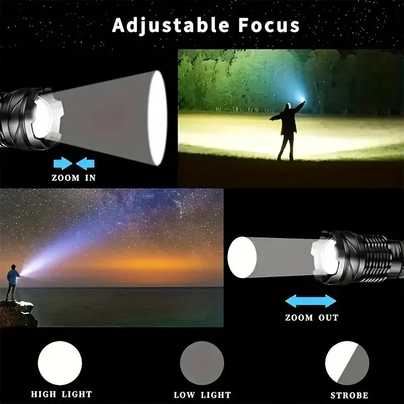 Super Powerful Rechargeable Torch Flood Light with Side Lights