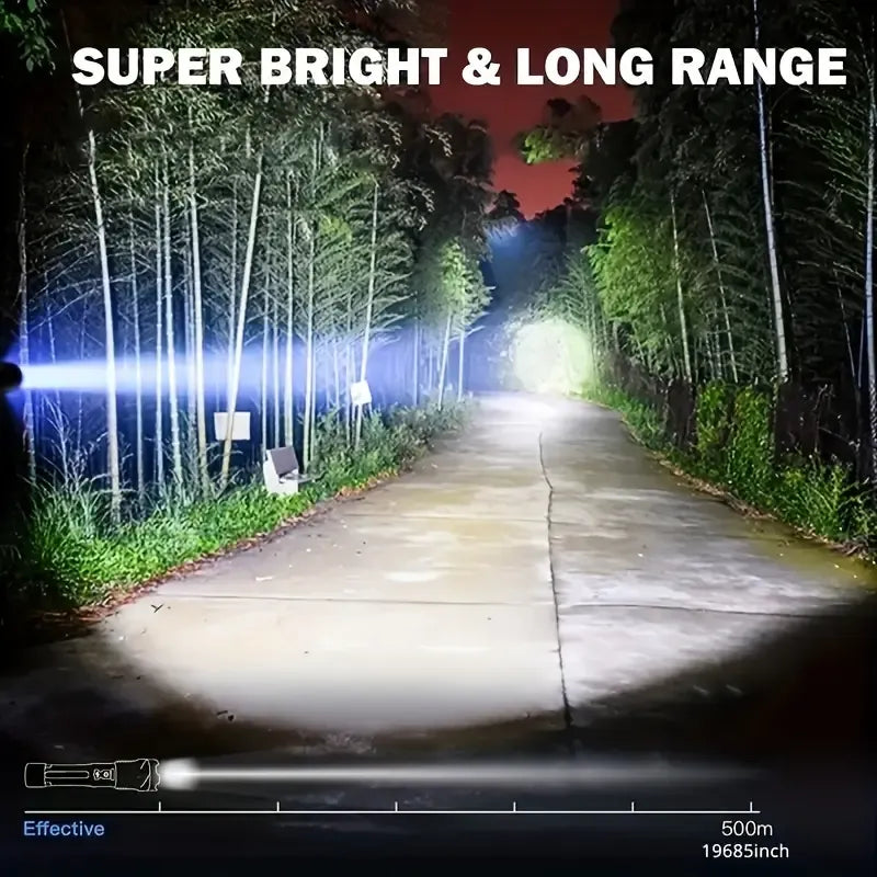 Super Powerful Rechargeable Torch Flood Light with Side Lights